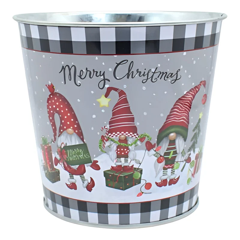 Maceta De Metal Con Diseño Navideño Chw02954 V Zona Ofertas