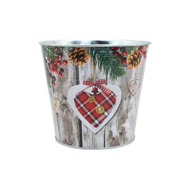 Maceta De Metal Con Diseño Navideño Chw02954 V Zona Ofertas