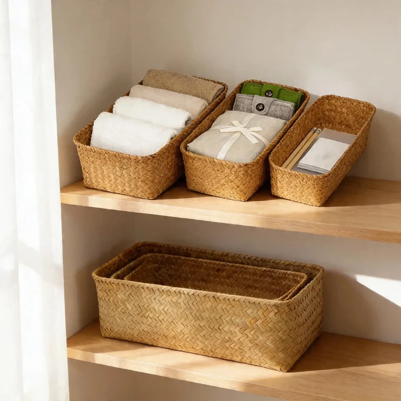 Set Canastos X3 Cestos De Mimbre Marrón Zona Ofertas
