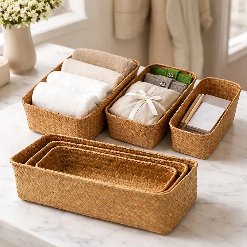 Set Canastos X3 Cestos De Mimbre Marrón Zona Ofertas