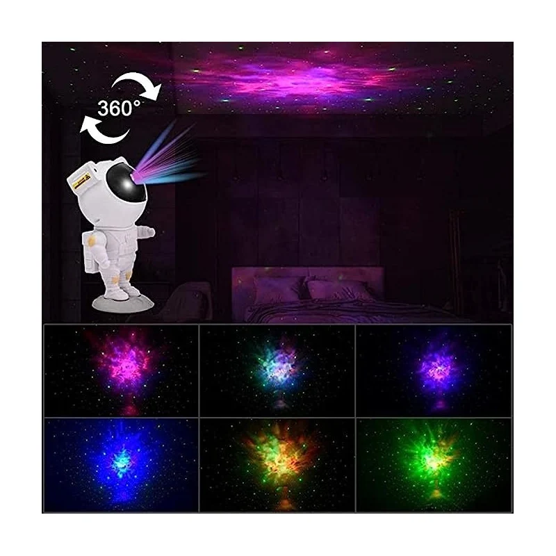 Veladora Lampara Proyector Astronauta Estrellas De Galaxia Blanco Blanco Zona Ofertas