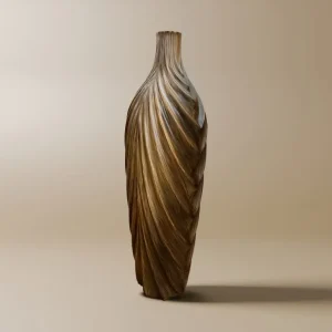 Jarrón alto de poliresina que imita la madera, 45 cm de alto, DERYA ZS