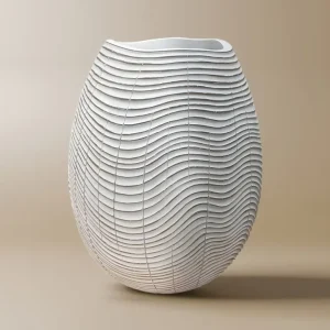 Jarrón esférico de resina blanca, 23 cm de alto, OLA ZS