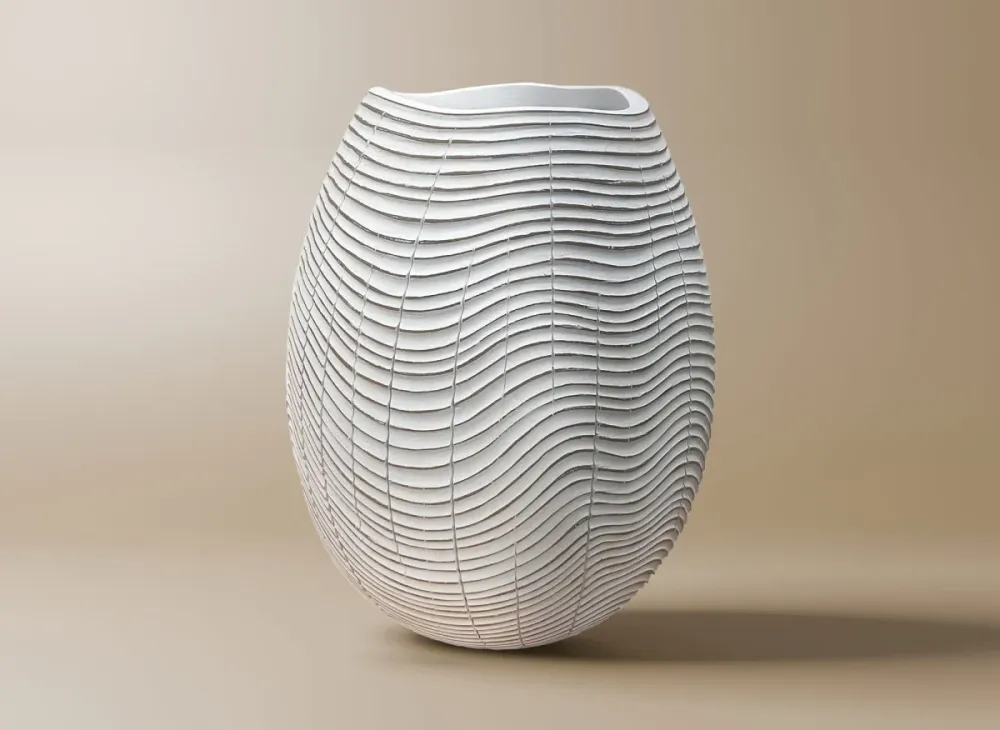 Jarrón esférico de resina blanca, 23 cm de alto, OLA ZS