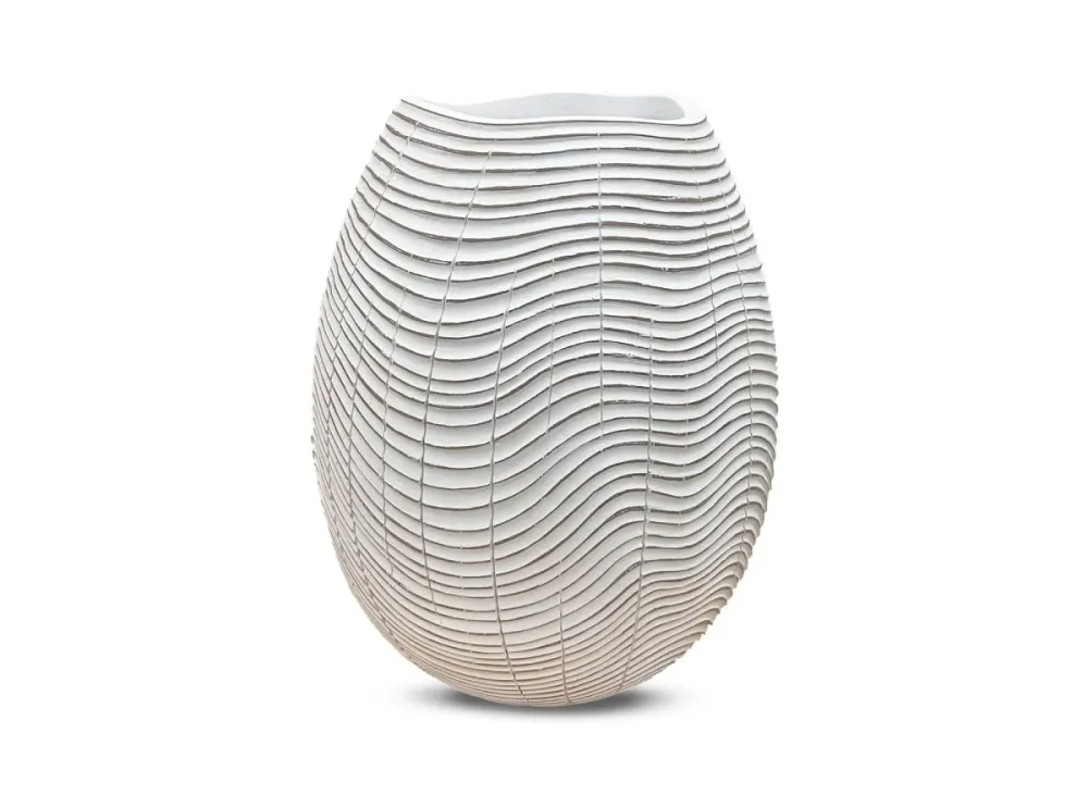 Jarrón esférico de resina blanca, 23 cm de alto, OLA ZS