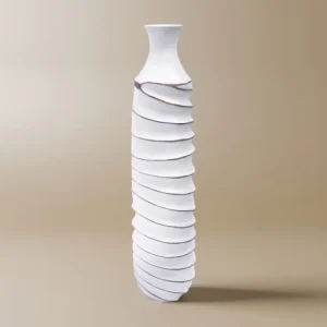 Jarrón grande de resina blanca, 60 cm de alto, TWIST ZS