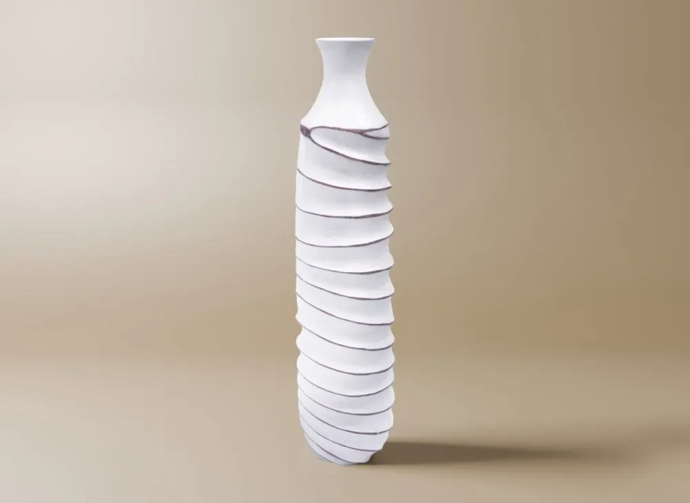Jarrón grande de resina blanca, 60 cm de alto, TWIST ZS