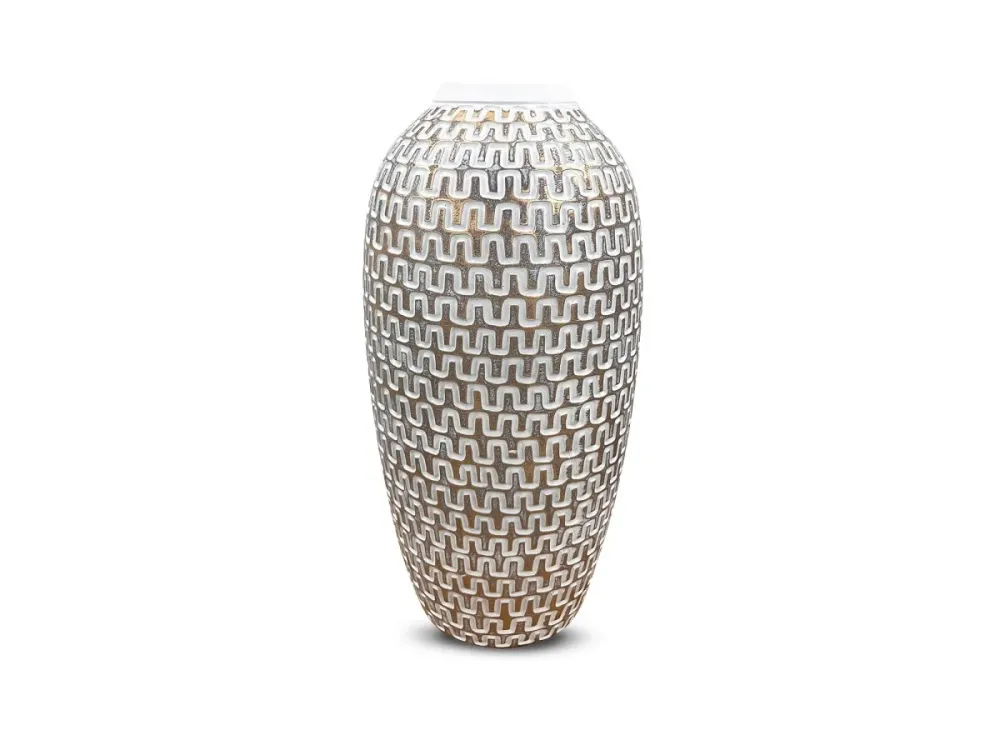 Jarrón de poliresina blanca y plateada, 43 cm de alto, ALAIA ZS