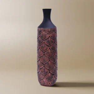 Jarrón XL de poliresina negra y marrón, 50 cm de alto, NEVEN ZS