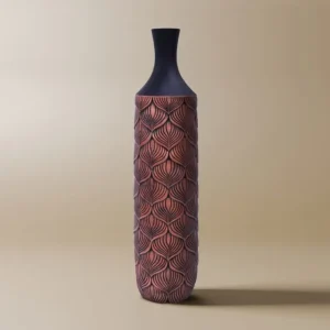 Jarrón XL de poliresina negra y marrón, 60 cm de alto, NEVEN ZS