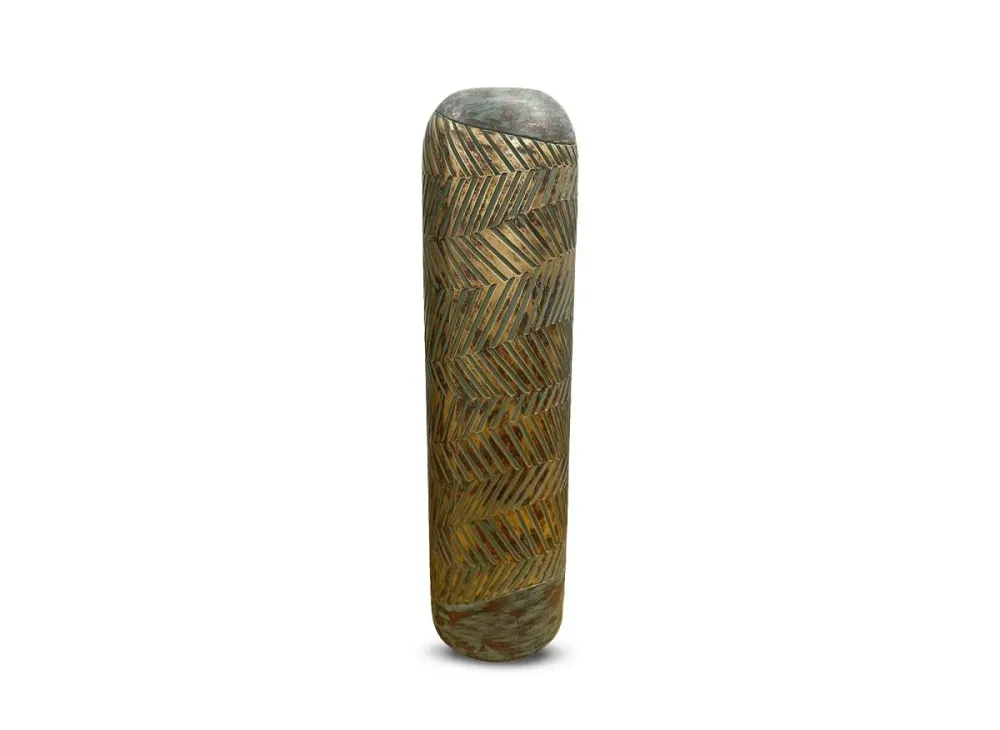 Jarrón XL de poliresina verde y dorada, 54 cm de alto, AMIRA ZS