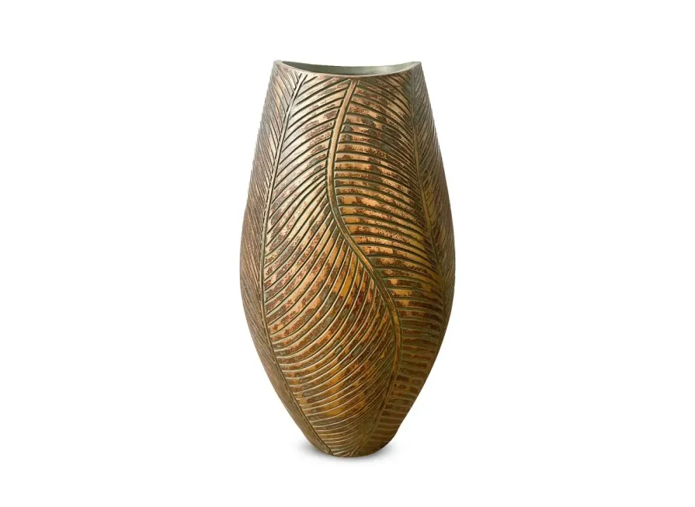 Jarrón de poliresina verde y dorada, 40 cm de alto, ZAHARA ZS