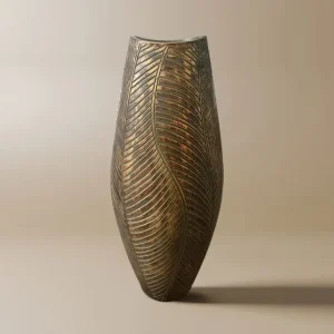 Jarrón de poliresina verde y dorada, 54 cm de alto, ZAHARA ZS