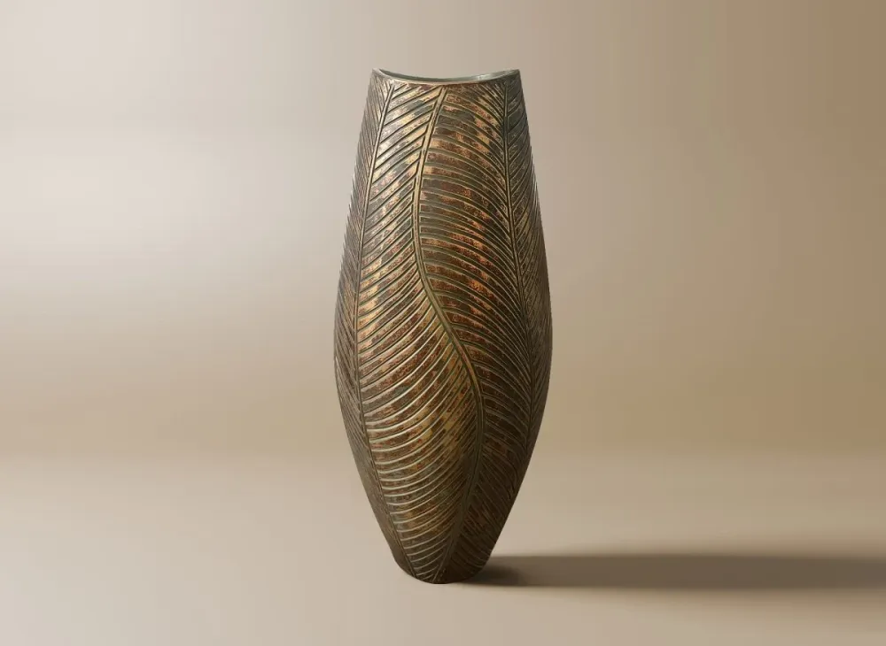 Jarrón de poliresina verde y dorada, 54 cm de alto, ZAHARA ZS