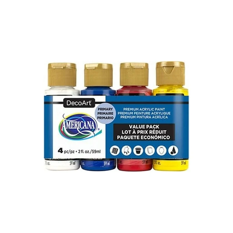 Pack Americana preferente pintura acrílica 59ml. DASK418 4ud colores primarios