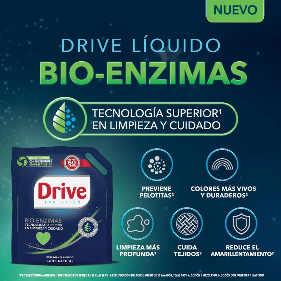 Enzimático Drive Detergente Liquido Perfect Results Doypack 3 x 3 L