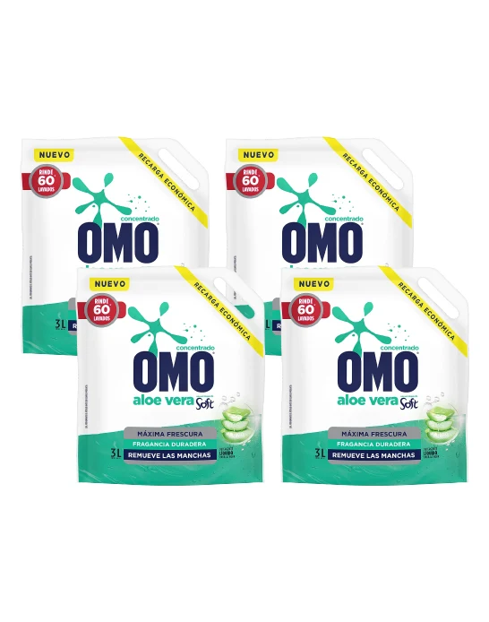 Omo Detergente liquido Matic Doypack con Mullido 4 x 3 L