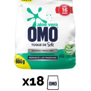 Omo Detergente en polvo Aloe Vera Toque Mullido 18 x 800 gr