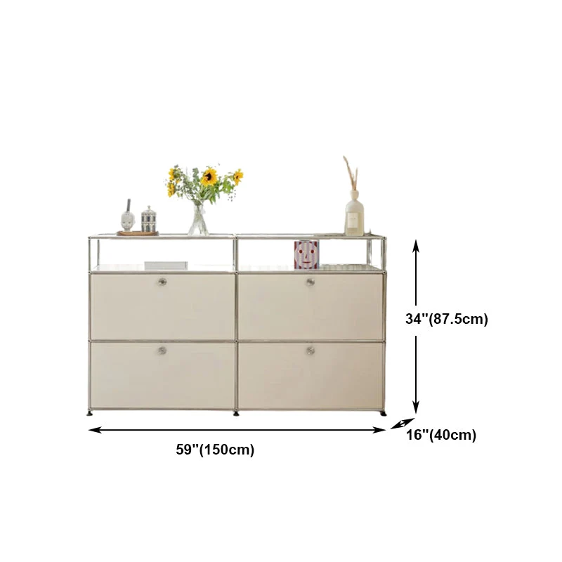 Aparador de acero inoxidable, aparador de comedor blanco contemporáneo para sala de estar Blanco Clearhalo