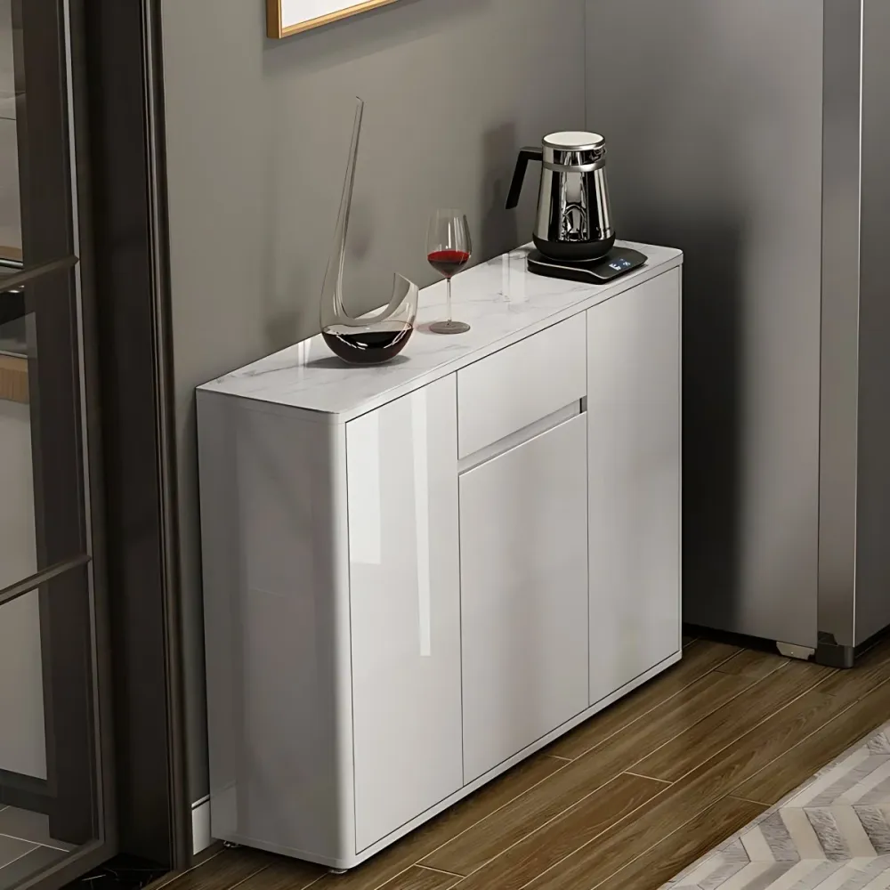Aparador blanco moderno Buffet mesa de buffet con tapa de piedra con cajón y puerta Clearhalo