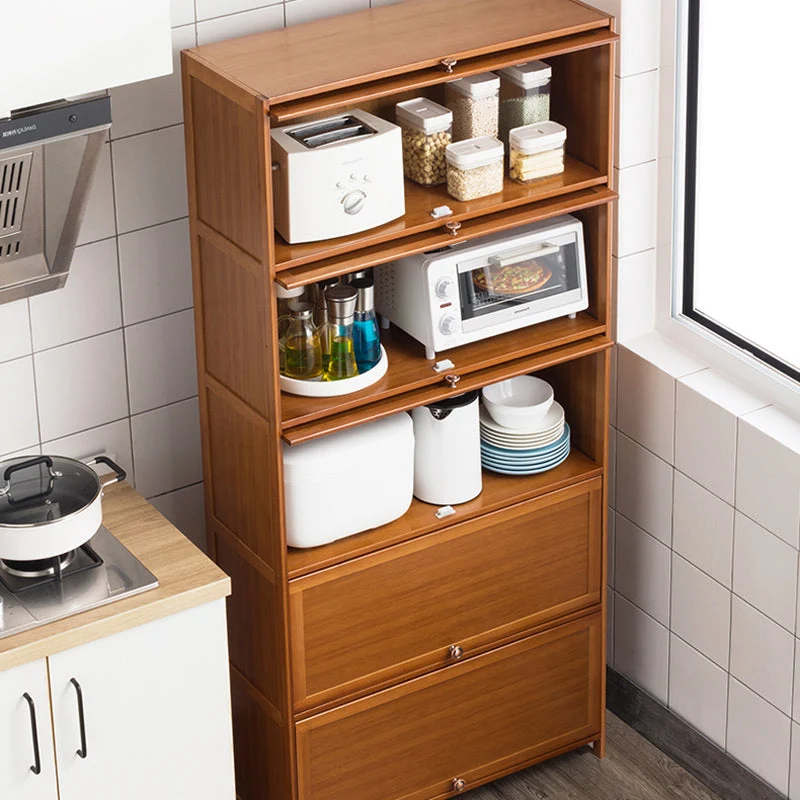 Aparador buffet contemporáneo para servidor de comedor de bambú marrón para el hogar Clearhalo