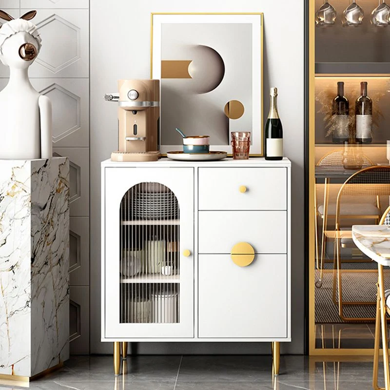 Aparador buffet contemporáneo, soporte para buffet de piedra con gabinete y cajones Blanco Clearhalo