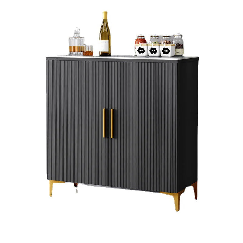 Aparador buffet estilo Glam Aparador superior de piedra sinterizada con puerta Gris Clearhalo