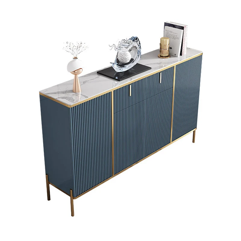 Aparador buffet estilo Glam, servidor superior de piedra sinterizada con puerta y cajón para comedor Azul Clearhalo