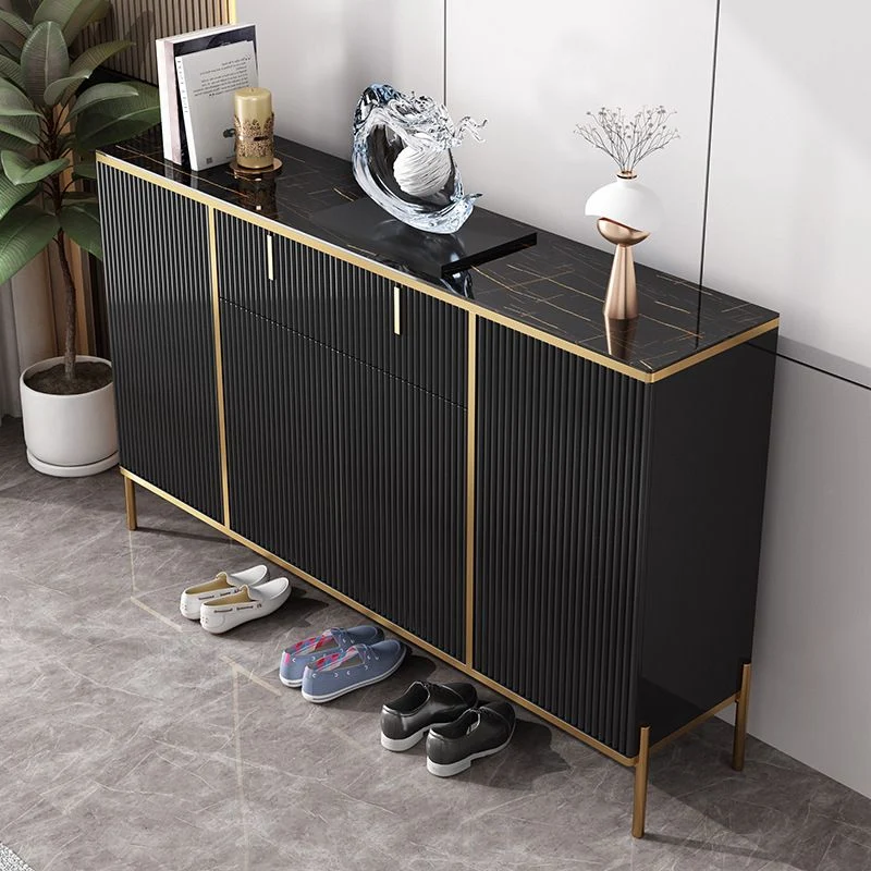 Aparador buffet estilo Glam, servidor superior de piedra sinterizada con puerta y cajón para comedor Azul Clearhalo