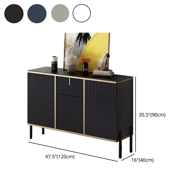 Aparador buffet estilo Glam, servidor superior de piedra sinterizada con puerta y cajón para uso doméstico Gris Clearhalo