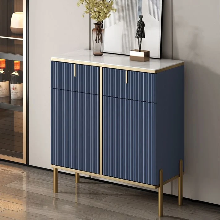 Aparador buffet estilo Glam, servidor superior de piedra sinterizada con puerta y cajón Negro Clearhalo