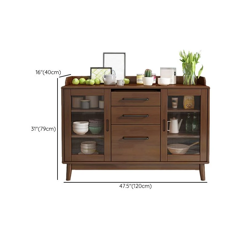Aparador buffet de estilo moderno Aparador de madera maciza con gabinetes Nuez Clearhalo