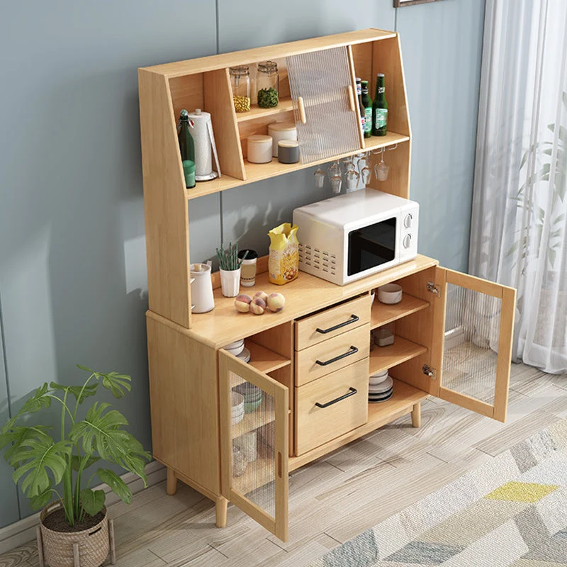 Aparador buffet de estilo moderno Aparador de madera maciza con gabinetes Nuez Clearhalo