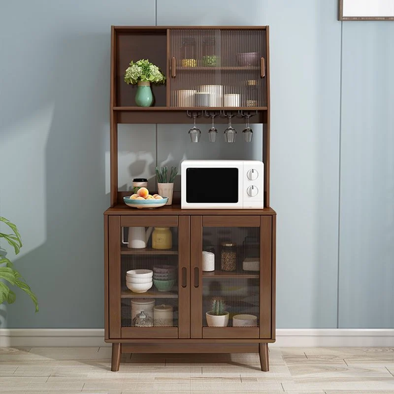 Aparador buffet de estilo moderno Aparador de madera maciza con gabinetes Nuez Clearhalo