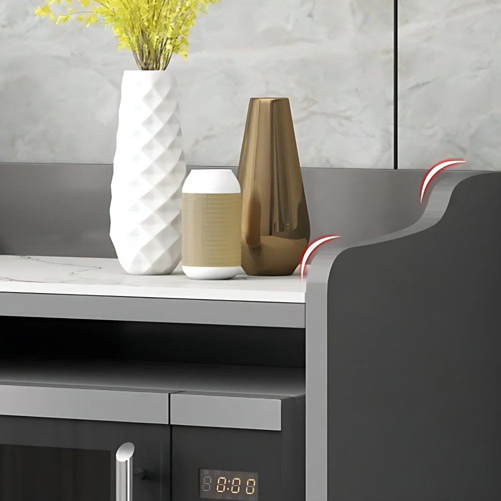 Aparador buffet estilo moderno Tablero auxiliar de piedra con gabinetes Gris Clearhalo