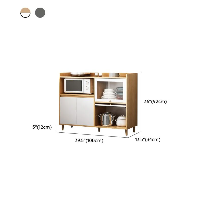 Aparador buffet de madera Servidor moderno y contemporáneo con gabinetes Gris Clearhalo