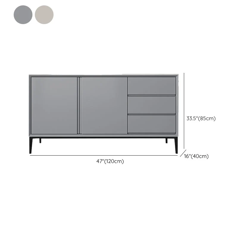 Aparador buffet moderno con cajones Servidor buffet de piedra y madera Blanco Clearhalo