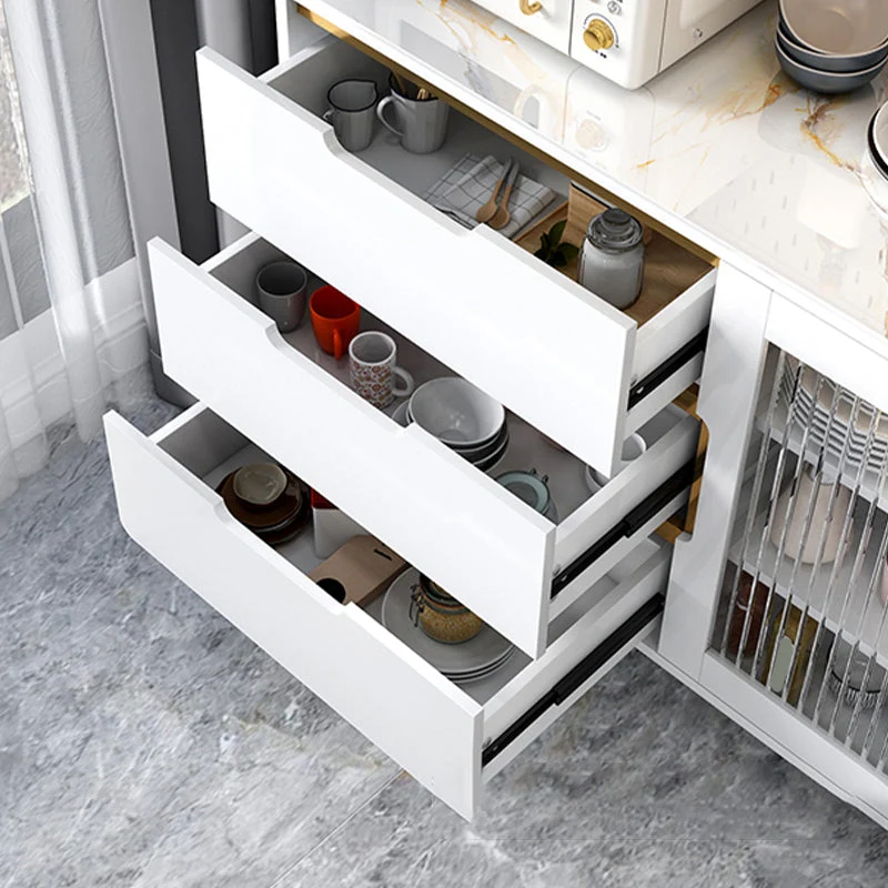 Aparador buffet moderno con puertas de vidrio, 3 cajones y gabinetes de 3 puertas Clearhalo