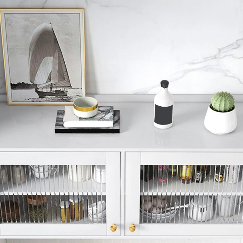 Aparador buffet moderno con puertas de vidrio, 3 cajones y gabinetes de 3 puertas Clearhalo