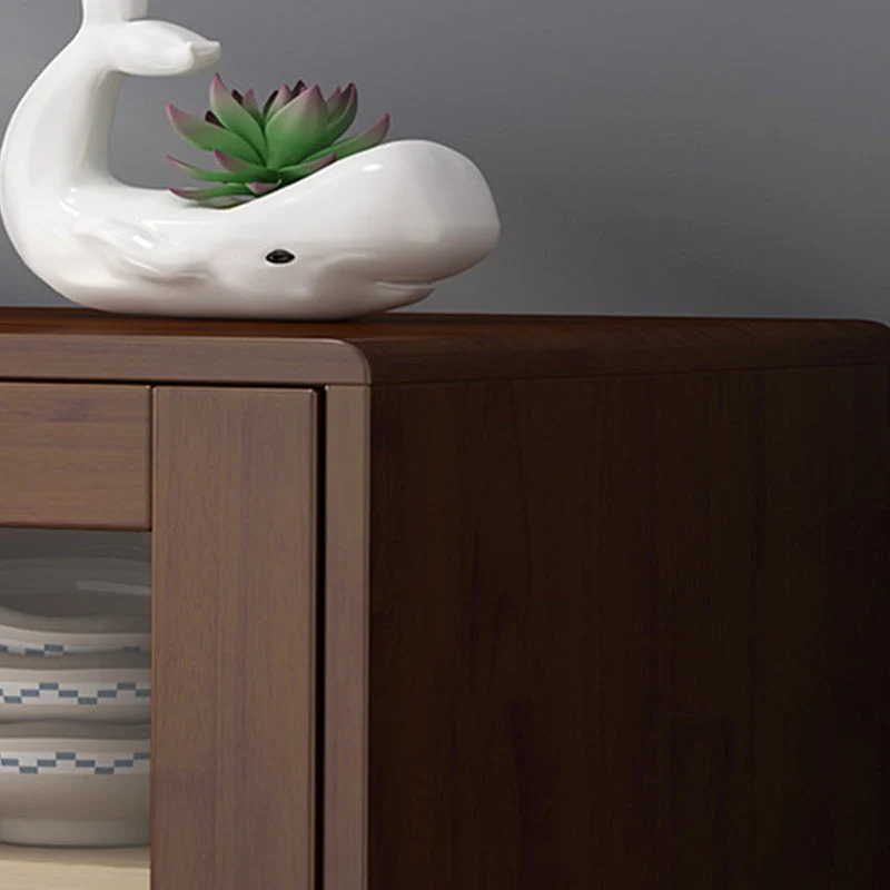 Aparador buffet moderno de madera de caucho con 1 cajón y 3 puertas, 14" W X 39" H Nogal Clearhalo