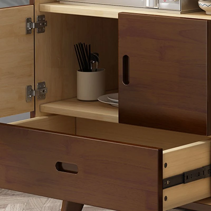 Aparador buffet moderno de madera de caucho con 1 cajón y 3 puertas, 14" W X 39" H Nogal Clearhalo
