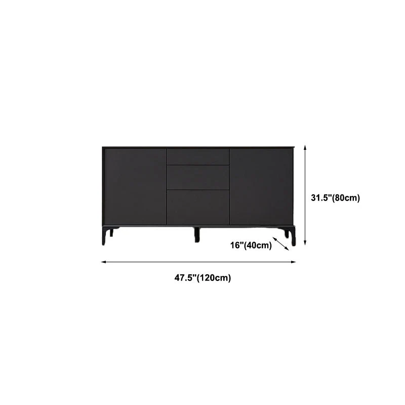 Aparador buffet negro Servidor superior de piedra sinterizada con puerta y cajón Clearhalo