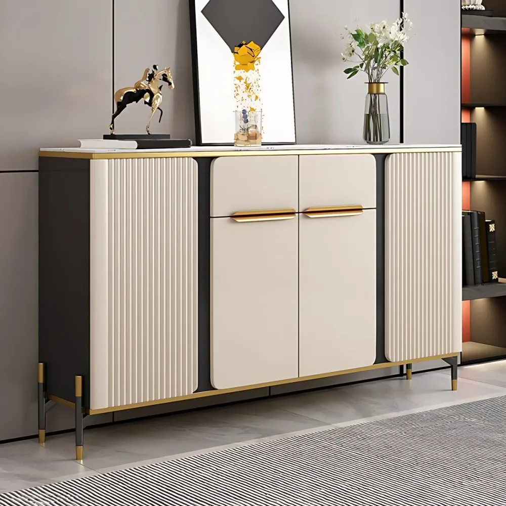 Aparador buffet de piedra Glam Credenza con cajones y gabinetes Clearhalo