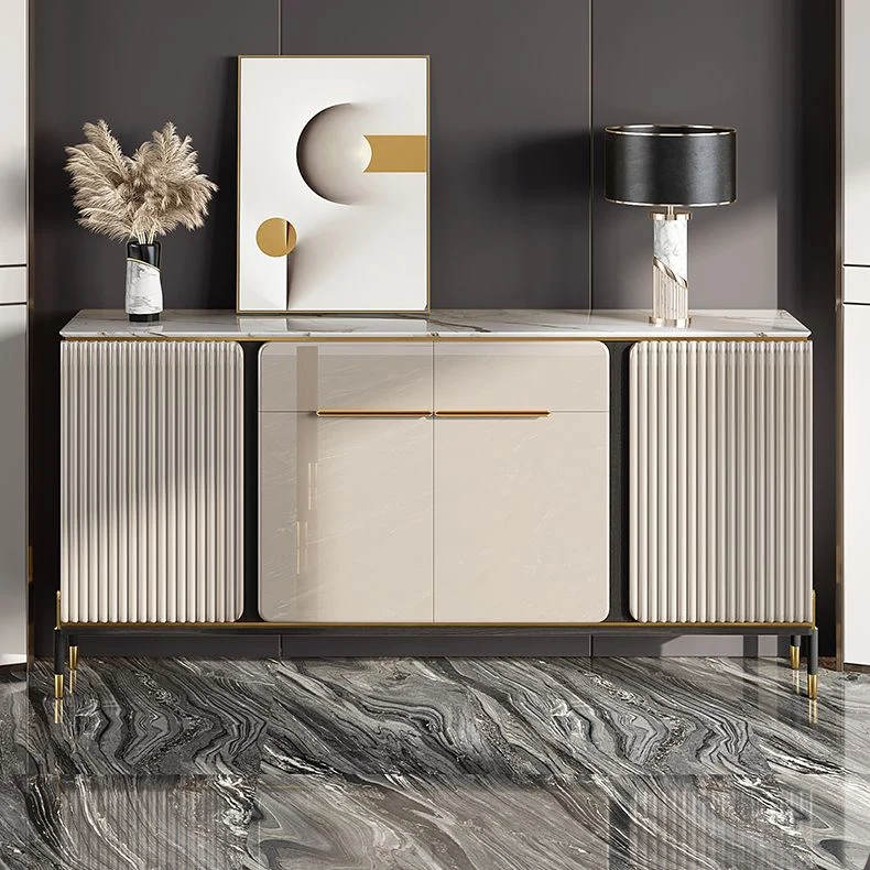 Aparador buffet de piedra Glam Estantes ajustables Credenza buffet con cajones y gabinetes Clearhalo