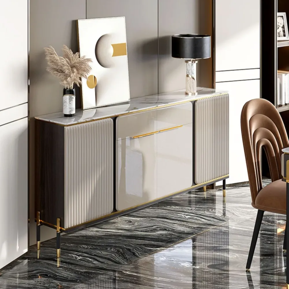 Aparador buffet de piedra Glam Estantes ajustables Credenza buffet con cajones y gabinetes Clearhalo