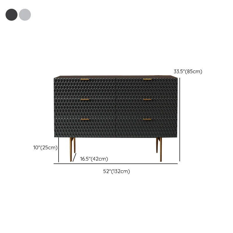 Aparador de 6 cajones Aparador moderno Buffet para sala de estar Negro Clearhalo