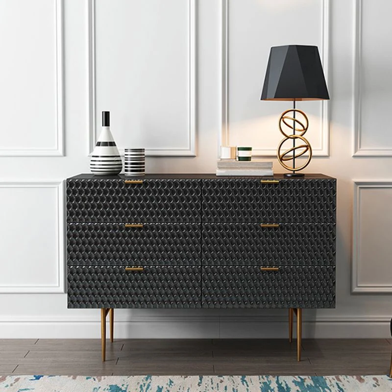 Aparador de 6 cajones Aparador moderno Buffet para sala de estar Negro Clearhalo
