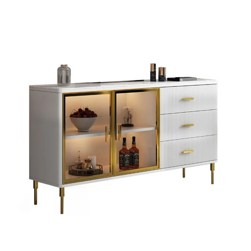 Aparador de 3 cajones con cajones Aparador buffet Glam Blanco Clearhalo