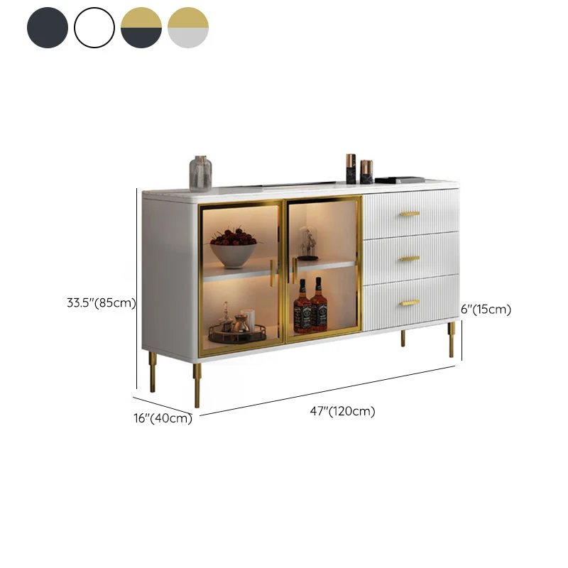 Aparador de 3 cajones con cajones Aparador buffet Glam Blanco Clearhalo