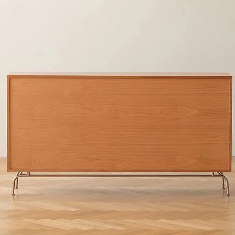 Aparador de 2 cajones moderno aparador de madera maciza de pino marrón con puerta de cristal Clearhalo